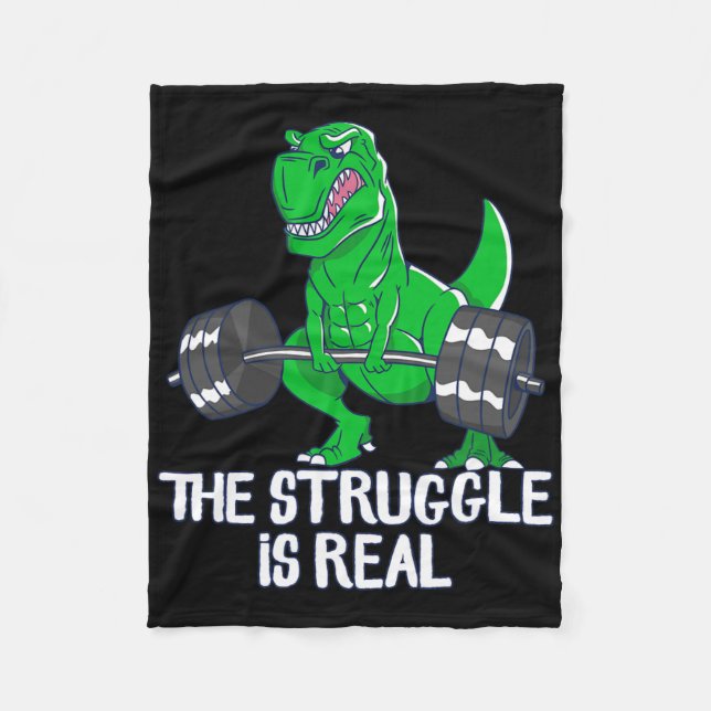 Den Kampen Är Riktigt Rolig T-rex Gym Tränings  Fleecefilt (Framsidan)
