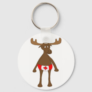 Den kanadensiska älgen knäppas Keychain Nyckelring