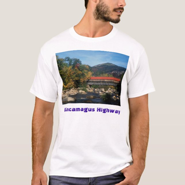 Den Kancamagus huvudvägen täckte Albany Tee Shirt (Framsida)