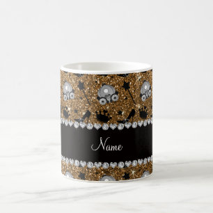 Den kända guld- glitterprincessen krönar kaffemugg