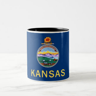 Den Kansas statlig flagga Två-Tonar kaffemuggen Två-Tonad Mugg