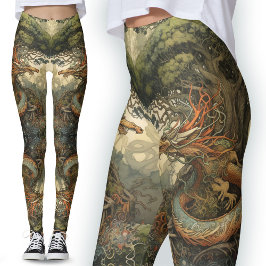 Den känsliga kinesiska drakkonsten Träd Leggings