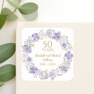 Den känsliga Lavender-Blommigten Garland 50:e Bröl Fyrkantigt Klistermärke