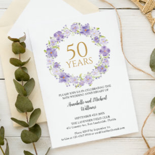 Den känsliga Lavender-Blommigten Garland 50:e Bröl Inbjudningar
