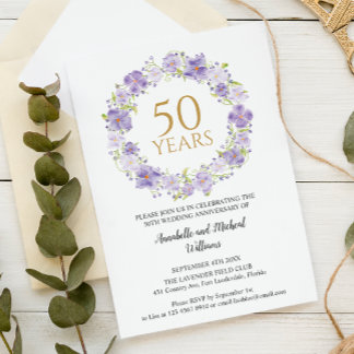 Den känsliga Lavender-Blommigten Garland 50:e Bröl Inbjudningar