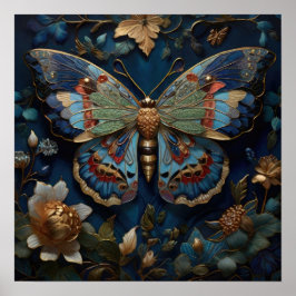 Den kantrerade Flutter - Butterfly Digital Art Poster