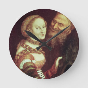 Den kärlekskranka gamal man, 1553 (olja på panel rund klocka