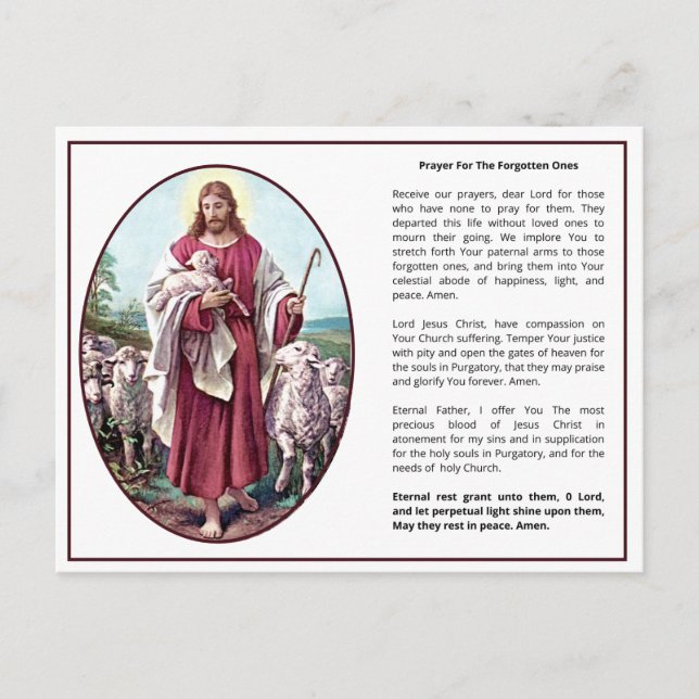 Den katolska andningsbön Jesus Bra Shepherd Vykort (Framsida)