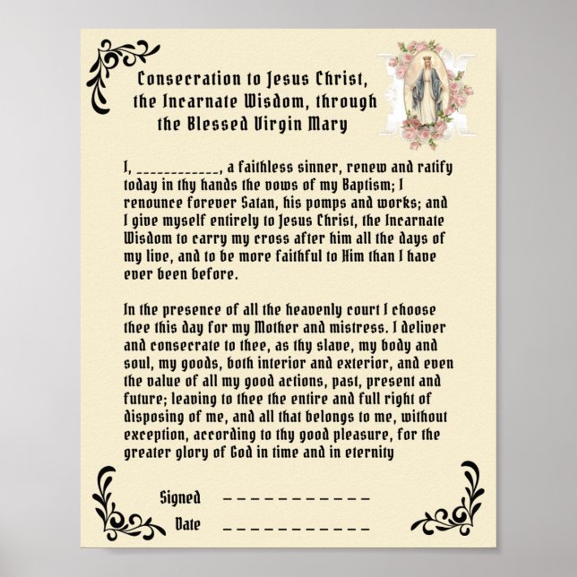 Den katolska bön till Jesus Virgin Mary Poster (Framsidan)