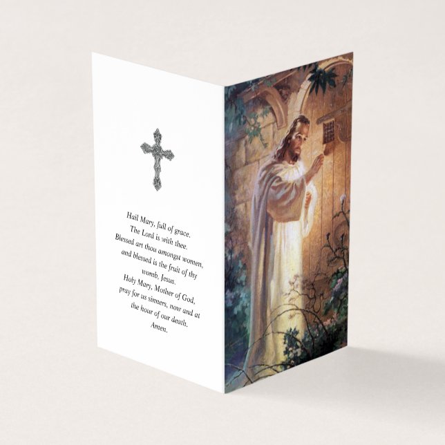 Den katolska bönen Cards | Jesus som knackar 1 Visitkort (Utsida)