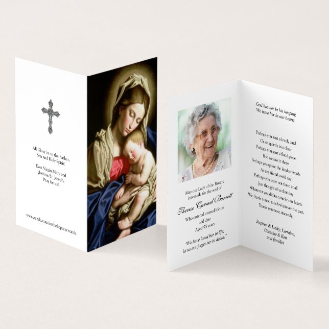 Den katolska bönen Cards | Madonna & barn Visitkort (In- och utsida)