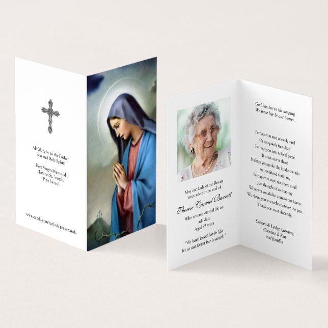Den katolska bönen Cards | sorger Visitkort (In- och utsida)