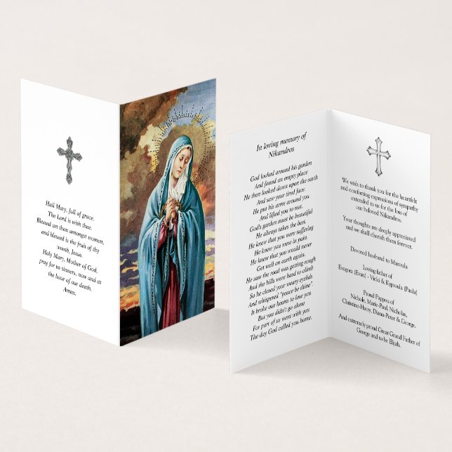 Den katolska bönen Cards | vår dam Visitkort (In- och utsida)