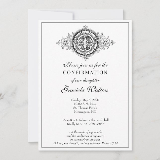 Den katolska Eleganten Sacrament of Confirmation Inbjudningar (Framsida)