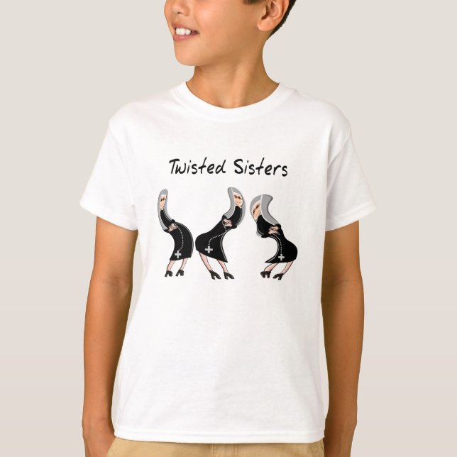 Den katolska för nunnagåvadesignen "vred systrar" tee shirt (Framsida)