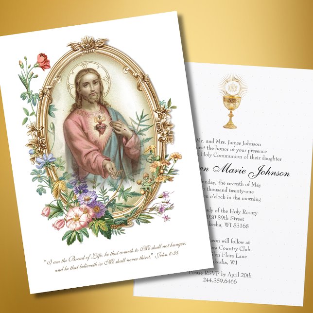 Den katolska Heligan Communion Helig Heart Jesus Inbjudningar (Skapare uppladdad)