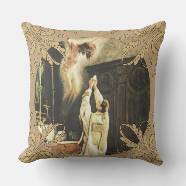 Den katolska heligan för prästårsdagprästvigning kudde (Framsida)