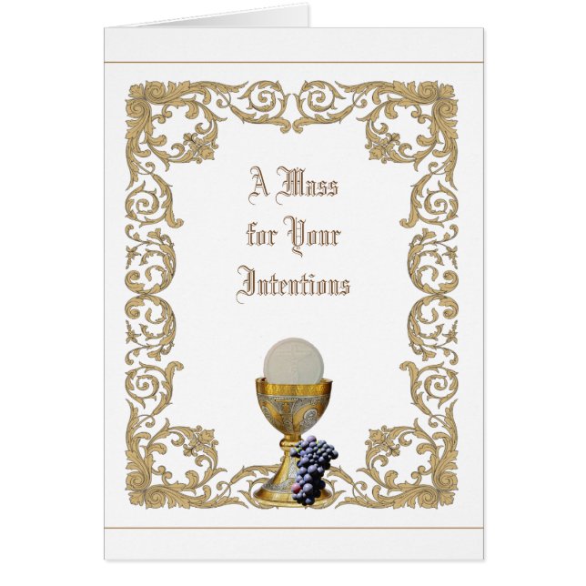 Den katolska heligan samlas den erbjudande guld- hälsningskort (Framsidan)
