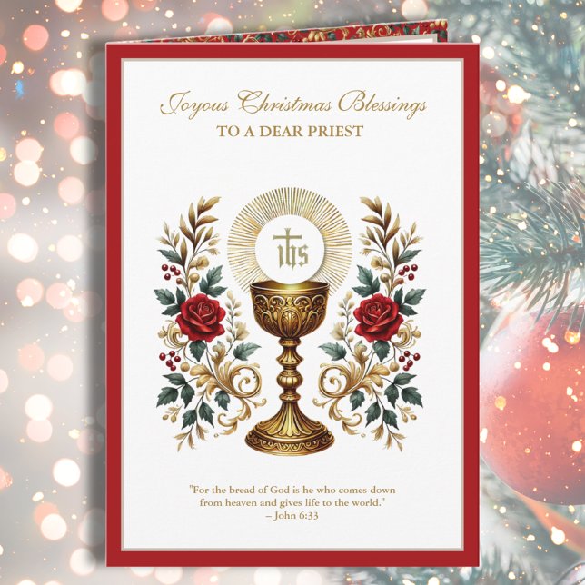 Den katolska julen Eucharist Röd ros Helgkort (Skapare uppladdad)