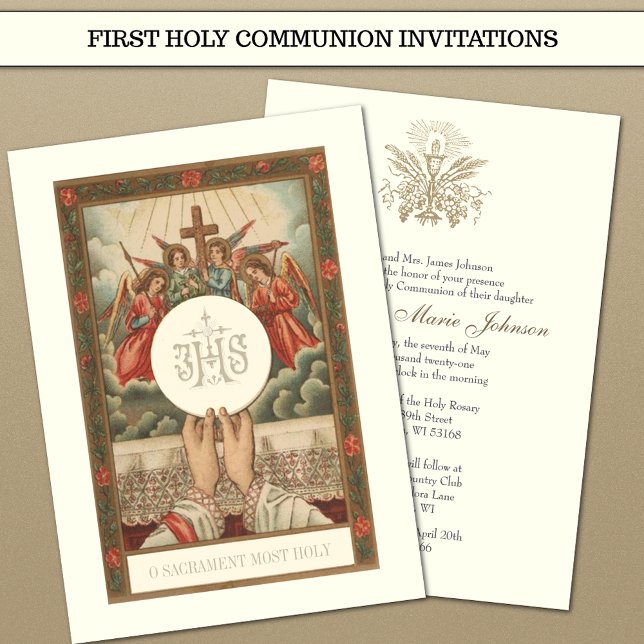 Den katolska kommunföreningen Eucharist Priest Mas Inbjudningar (Skapare uppladdad)