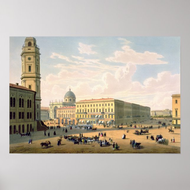 Den katolska kyrkan och Michailovskaya Street Poster (Framsidan)