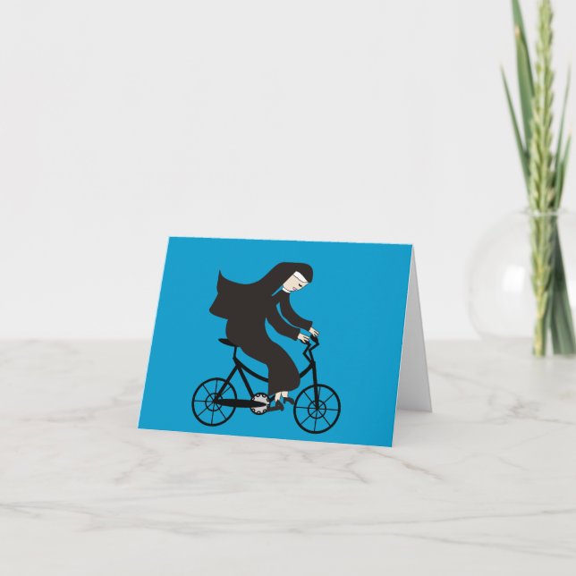 Den katolska nunnan noterar kortnunnan på en cykel kort (Framsida)