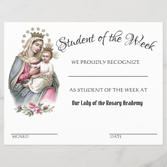 Den katolska prestationutmärkelsen skolar reklamblad (Framsidan)