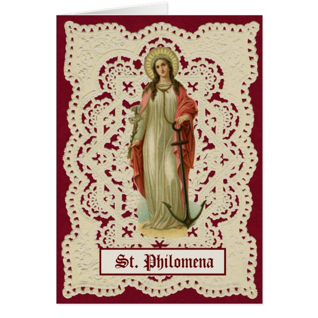Den katolska Religiösan Saint Philomena Hälsningskort (Framsidan)