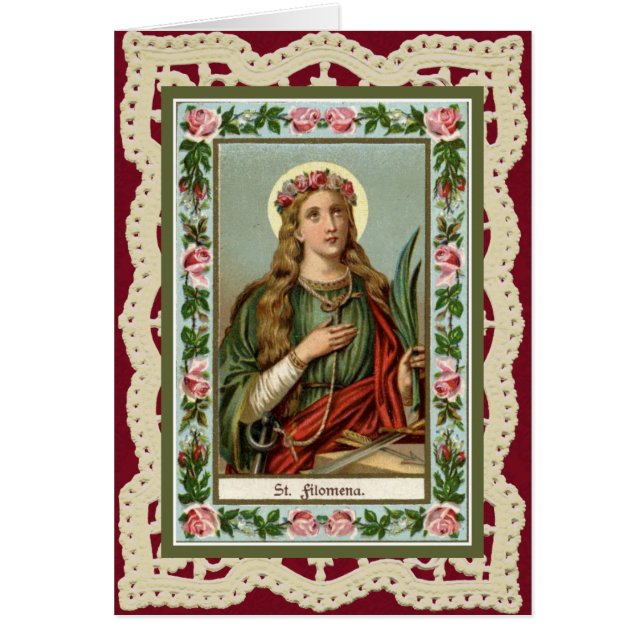 Den katolska Religiösan Saint Philomena Hälsningskort (Framsidan)
