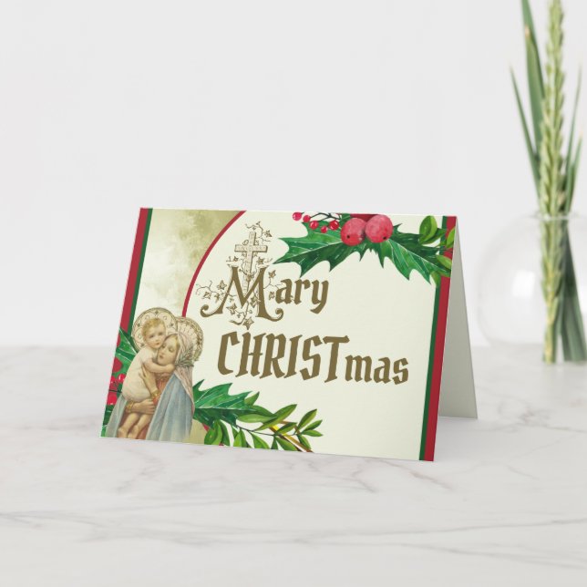 Den katolska Religiösan Virgin Mary Baby Jesus Hol Kort (Framsida)