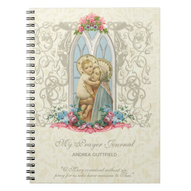 Den katolska Religiösan Virgin Mary Prayer Journal Anteckningsbok (Framsidan)