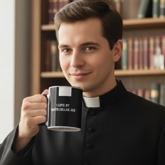 Den katolske prästen Black Clergy Collar Religiösa Mugg (Skapare uppladdad)