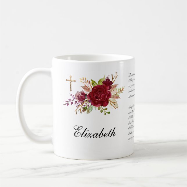 Den katolske Röd ros Crucifix Prayer Bridesmaid Kaffemugg (Vänster)