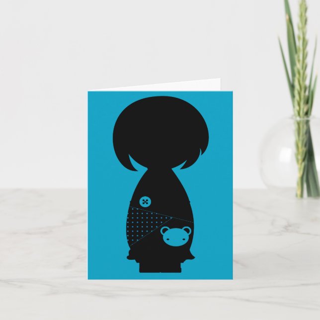 Den Kawaii Kokeshi silhouetten noterar kortet Kort (Framsida)