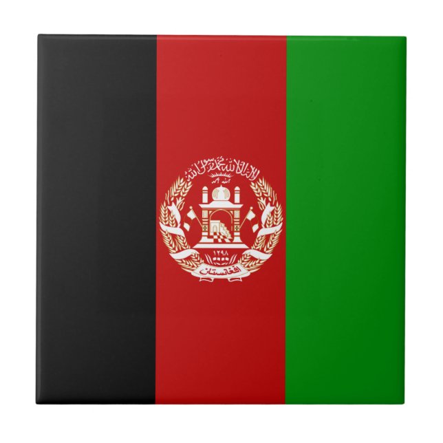 Den keramiska Afghanistan flagga belägger med Kakelplatta (Framsidan)
