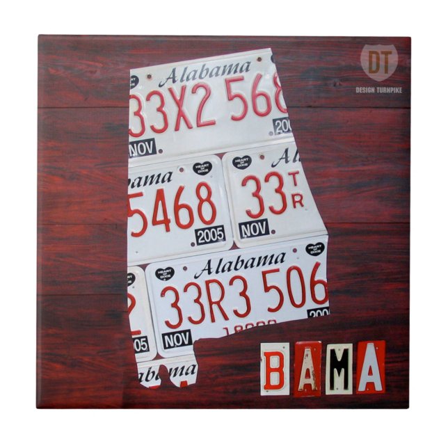Den keramiska Alabama registreringsskyltkartan Kakelplatta (Framsidan)