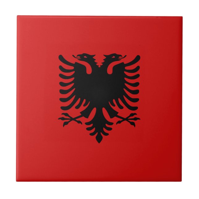 Den keramiska Albanien flagga belägger med tegel Kakelplatta (Framsidan)