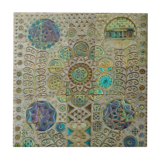 Den keramiska art nouveau belägger med tegel kakelplatta (Framsidan)