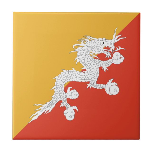 Den keramiska Bhutan flagga belägger med tegel Kakelplatta (Framsidan)