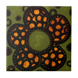 Den keramiska blomman belägger med tegel kakelplatta