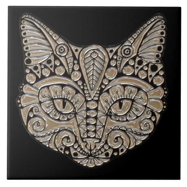 Den keramiska emblemen för art décokattjuveln kakelplatta (Framsidan)