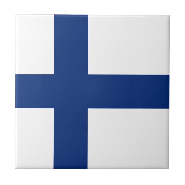 Den keramiska Finland flagga belägger med tegel Kakelplatta (Framsidan)