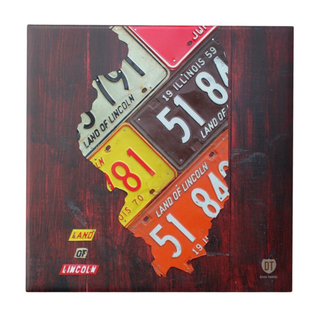 Den keramiska Illinois registreringsskyltkartan Kakelplatta (Framsidan)