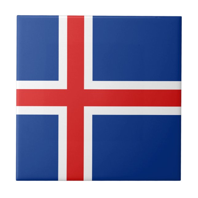Den keramiska islandflagga belägger med tegel kakelplatta (Framsidan)