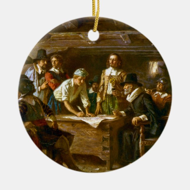 Den keramiska julen smyckar den Mayflower Julgransprydnad Keramik (Framsidan)