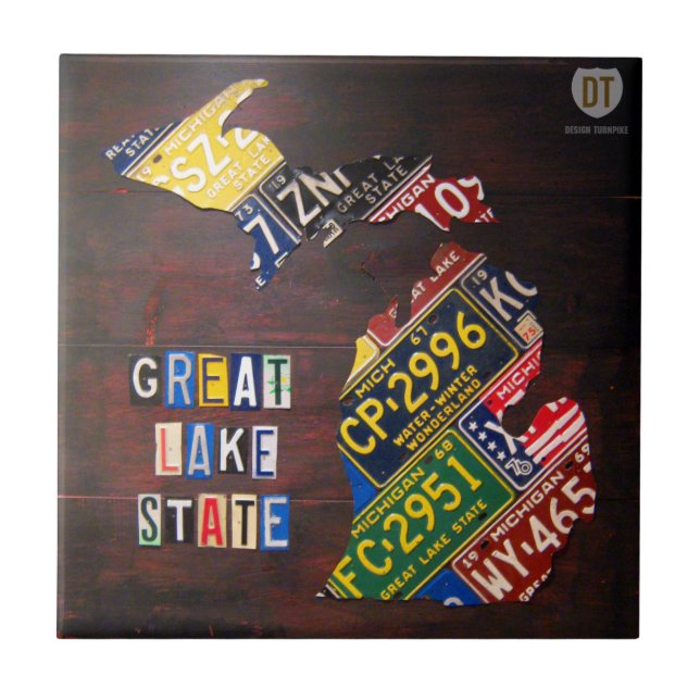 Den keramiska Michigan registreringsskyltkartan Kakelplatta (Framsidan)