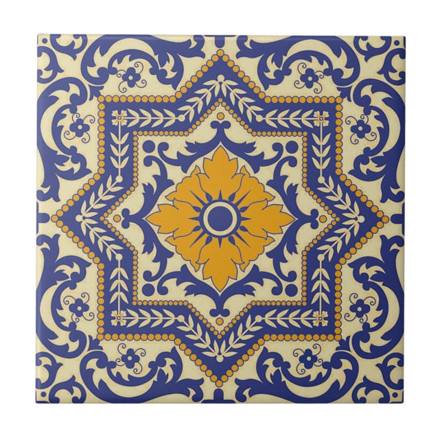Den keramiska orangen för Azulejo stilblått Kakelplatta (Framsidan)