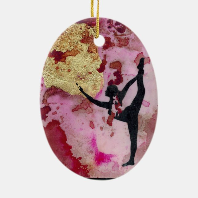 Den keramiska prydnaden för original- Yogaflicka Julgransprydnad Keramik (Baksidan)