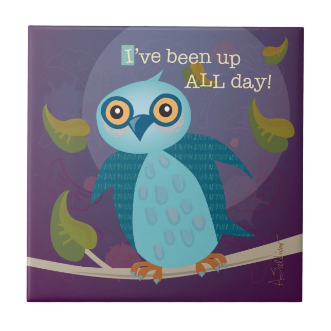 Den keramiska Sned boll-synade ugglan belägger med Kakelplatta (Framsidan)