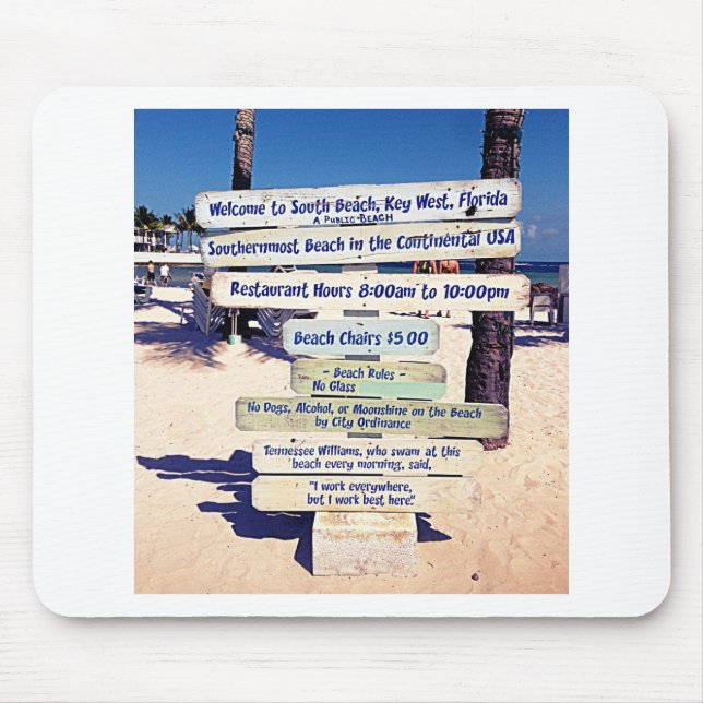 den Key West florida stranden undertecknar Musmatta (Framsidan)